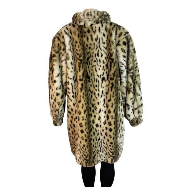 Vintage Leopard Print Faux Fur Coat
