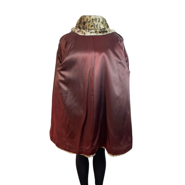 Vintage Leopard Print Faux Fur Coat