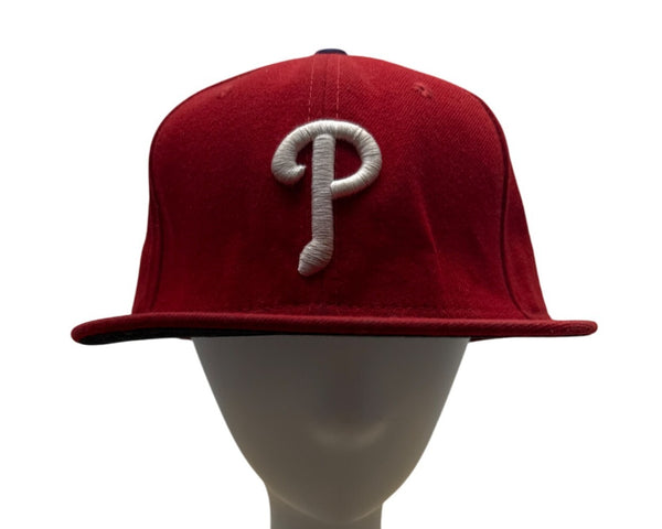 New Era 59Fifty Philadelphia Phillies Red Baseball Cap MLB Logo Size 7 1/2