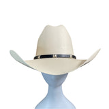 Lone Star White Western Cowboy Hat With Black Band & Silver Accents