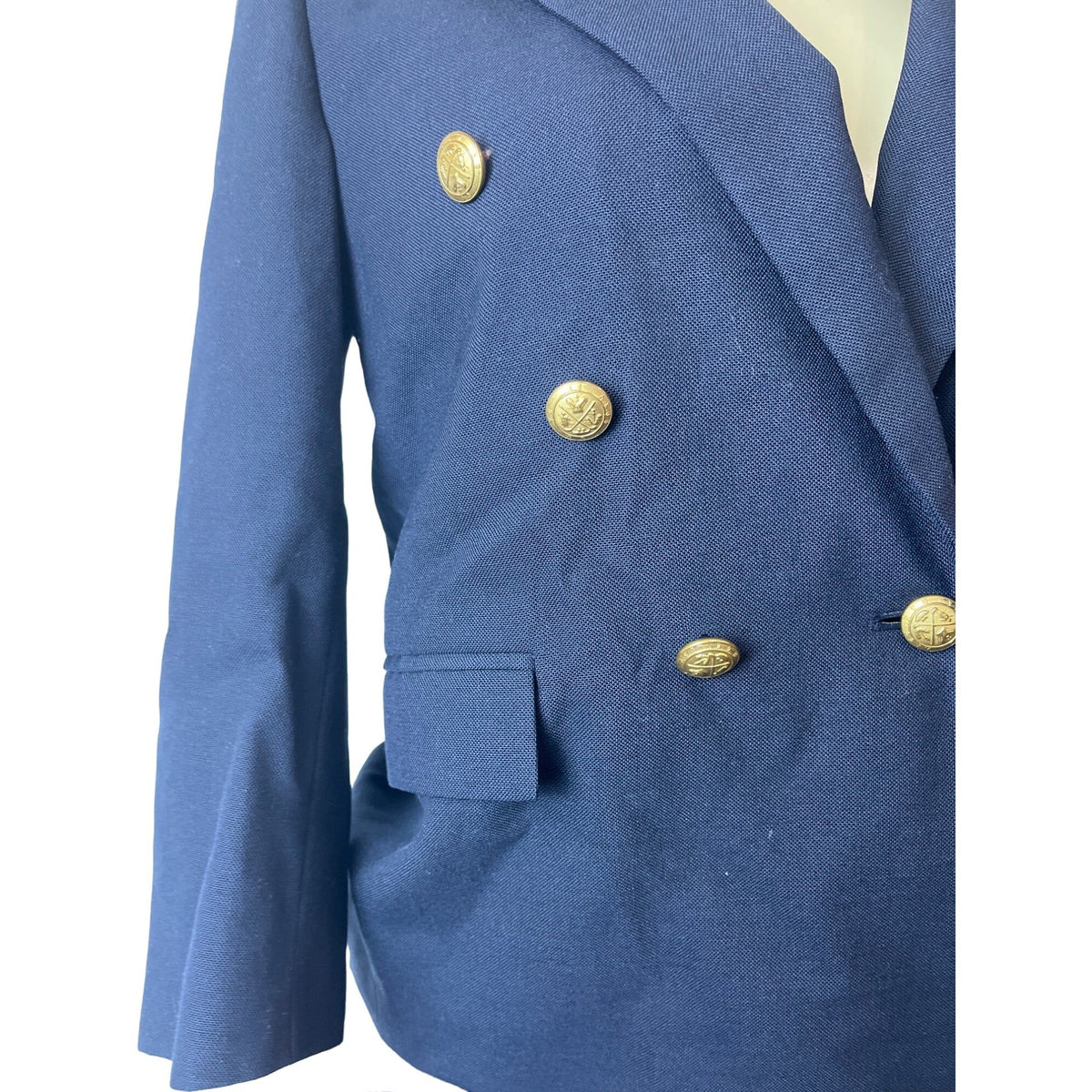 Nordstrom Women's Navy Blue Gold Tone Buttons Long Sleeve Blazer Sz 10
