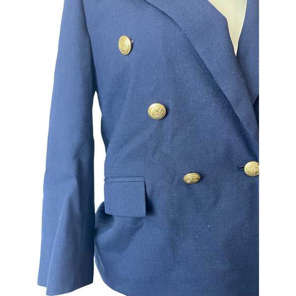 Nordstrom Women's Navy Blue Gold Tone Buttons Long Sleeve Blazer Sz 10