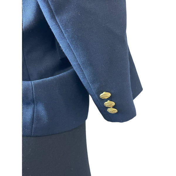 Nordstrom Women's Navy Blue Gold Tone Buttons Long Sleeve Blazer Sz 10