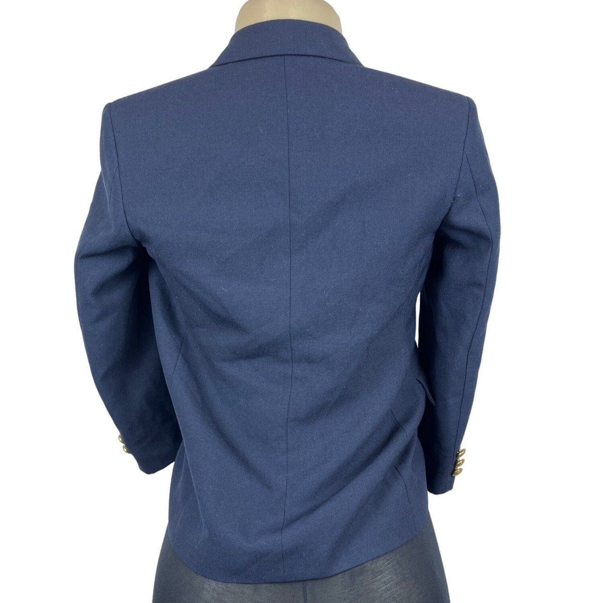 Nordstrom Women's Navy Blue Gold Tone Buttons Long Sleeve Blazer Sz 10