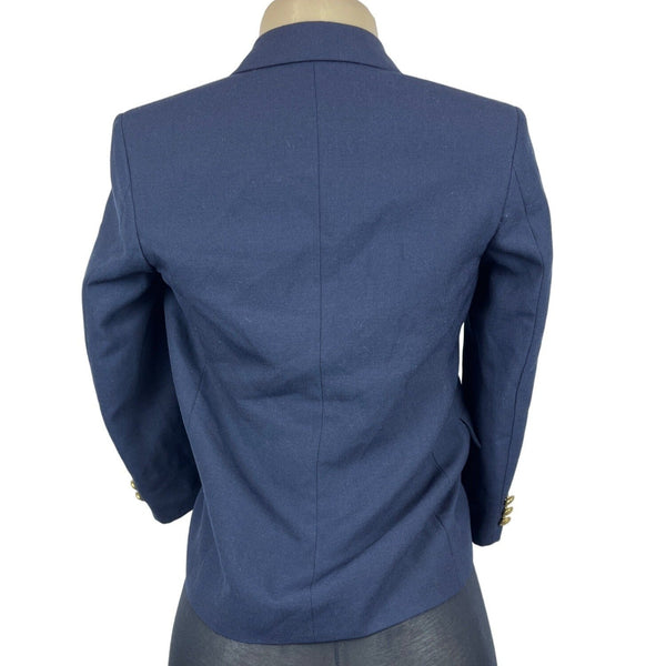 Nordstrom Women's Navy Blue Gold Tone Buttons Long Sleeve Blazer Sz 10