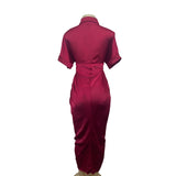 Vintage Women's Red Button Up Collar Shirt Dress Sz S