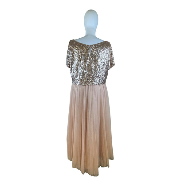 Revelry Women’s Rose Gold Sequin Top & Blush Pink Tulle Skirt Set Sz 4XL 28