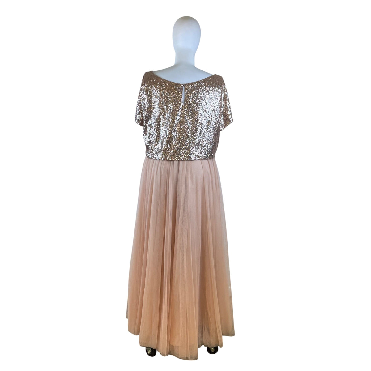 Revelry Women’s Rose Gold Sequin Top & Blush Pink Tulle Skirt Set Sz 4XL 28