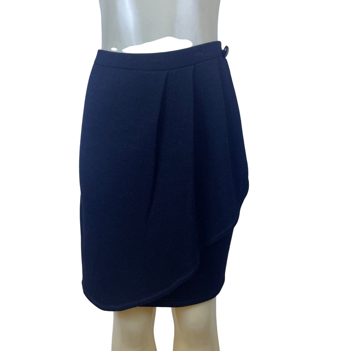 Vintage St. John Womens Black Knit Button Detail Wrap Style Skirt Size 6