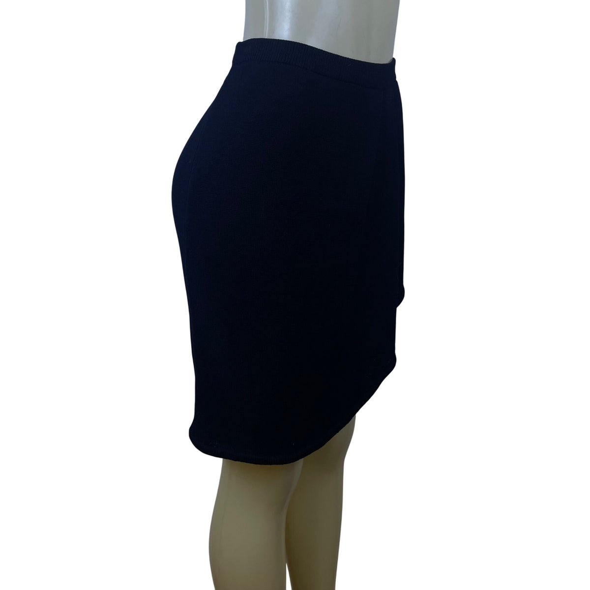 Vintage St. John Womens Black Knit Button Detail Wrap Style Skirt Size 6