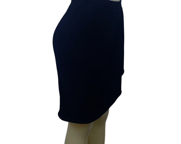 Vintage St. John Womens Black Knit Button Detail Wrap Style Skirt Size 6