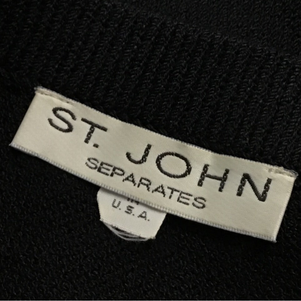 Vintage St. John Womens Black Knit Button Detail Wrap Style Skirt Size 6