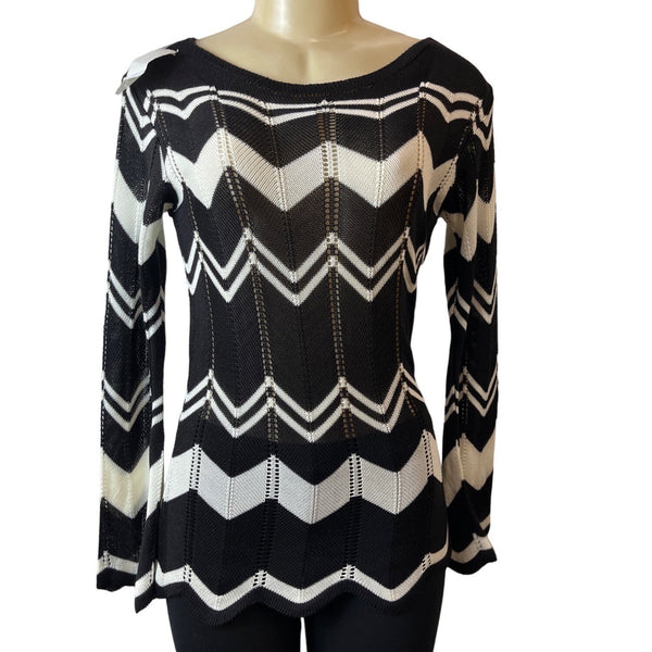 Tulio Tricot Women's Black & White Shirt Sz M - NWT
