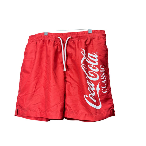 Forever 21 Mens Red Coca-Cola Swim Shorts Classic Logo Mesh Lining Size Large