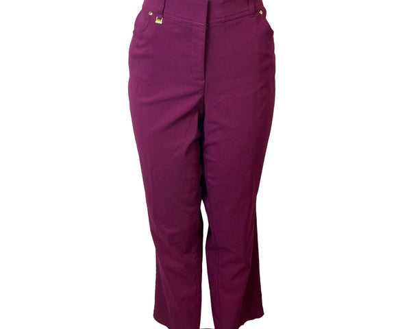 JM Collection Women's Purple High Rise Working Pants Sz 18 - NWT