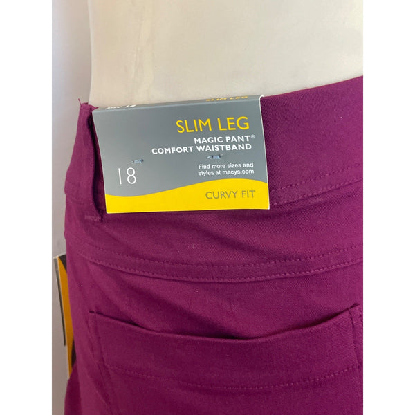 JM Collection Women's Purple High Rise Working Pants Sz 18 - NWT