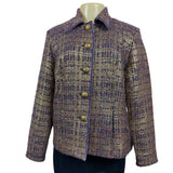 Vintage Draper’s & Damons Women’s Gold and Purple Tweed Blazer Coat Sz M