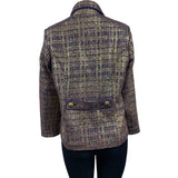 Vintage Draper’s & Damons Women’s Gold and Purple Tweed Blazer Coat Sz M