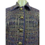 Vintage Draper’s & Damons Women’s Gold and Purple Tweed Blazer Coat Sz M