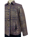 Vintage Draper’s & Damons Women’s Gold and Purple Tweed Blazer Coat Sz M
