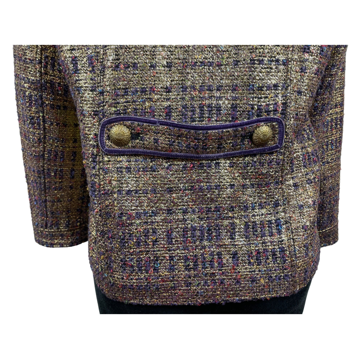 Vintage Draper’s & Damons Women’s Gold and Purple Tweed Blazer Coat Sz M