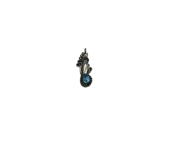 Vintage Sterling Silver Blue Gemstone Detailed Pendant