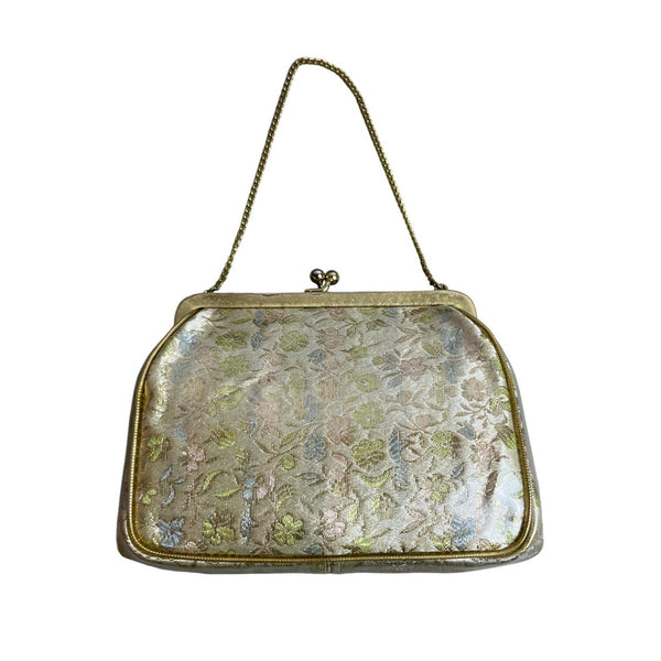 Vintage JR Women's Golden Roses Canvas Evening Purse Sz S