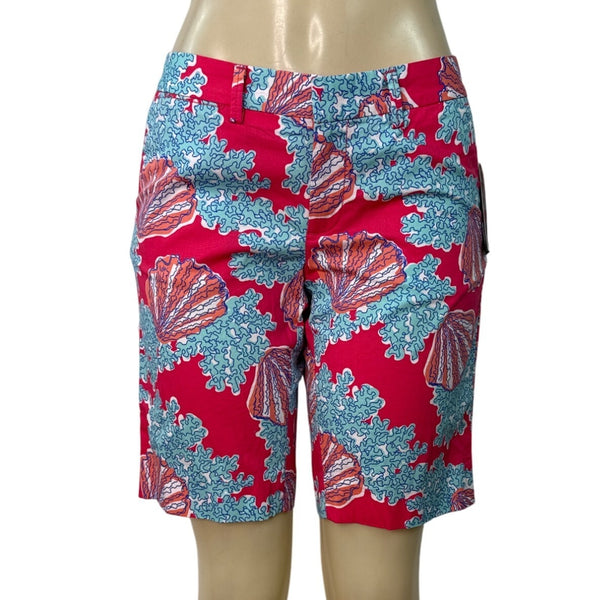 Lilly Pulitzer Womens Avenue Shorts Coral Reef Print Casual Shorts Size 4 - New