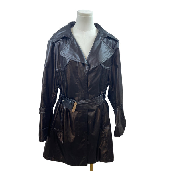Hilary Radley Black Trench Coat With Belt & Floral Lining