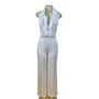 Valentine White Lace Sleeveless Wide Leg Jumpsuit Size L