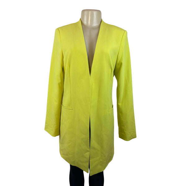Calvin Klein Women's Lime Open Front Long Blazer Jacket Sz 12