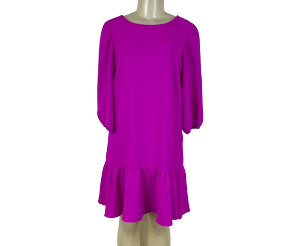 DKNY Women's Magenta Polyester Ruffle Hem Mini Dress Size 12