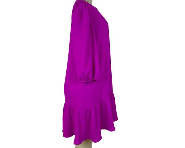 DKNY Women's Magenta Polyester Ruffle Hem Mini Dress Size 12