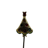 Vintage 80s Rhinestone Christmas Tree Stick Pin