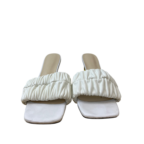 Braided Strap Gold Heel Women’s White Open-Toe Sandals Size 41
