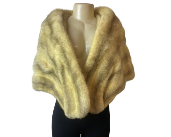Women's Beige Fur Shoulder Stole Shawl Sz S