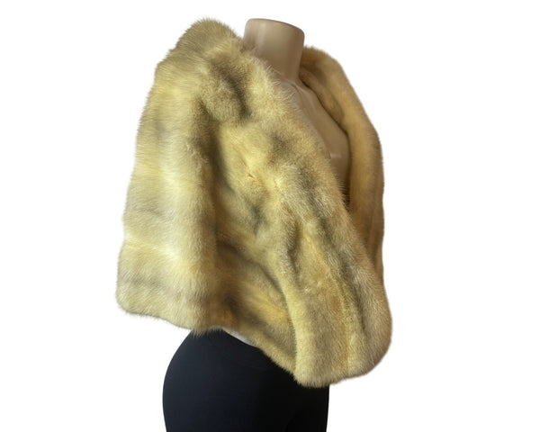 Women's Beige Fur Shoulder Stole Shawl Sz S