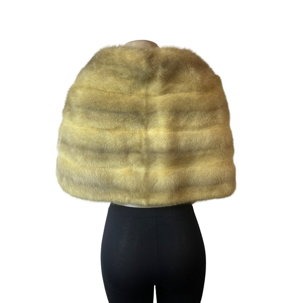 Women's Beige Fur Shoulder Stole Shawl Sz S