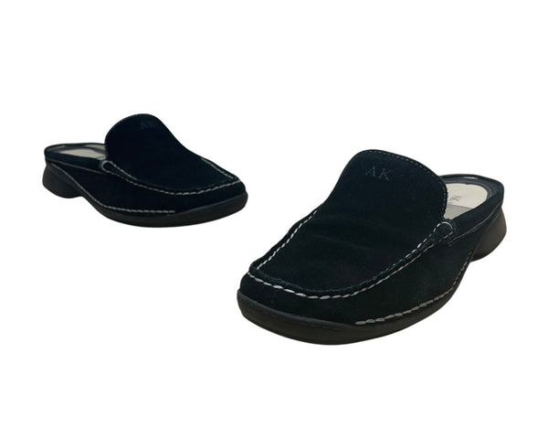Anne Klein Women's Black Suede Leather Slip-On Maarthus Mules Size 9M