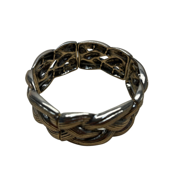Gold-Plated Womens Woven Cable Design Stretch Bracelet