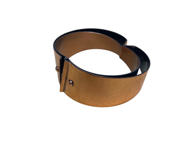 Vintage Copper & Black Metal Hinged Cuff Bracelet Bold Retro Statement Jewelry