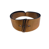 Vintage Copper & Black Metal Hinged Cuff Bracelet Bold Retro Statement Jewelry