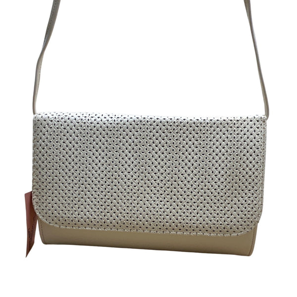 Vintage Red Cross Shoes Women’s White Perforated Flap Shoulder Clutch Bag Sz M