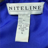 Vintage Niteline Beaded Jacket Royal Blue Silk Open Front Long Sleeve Blazer Sz L