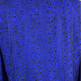 Vintage Niteline Beaded Jacket Royal Blue Silk Open Front Long Sleeve Blazer Sz L