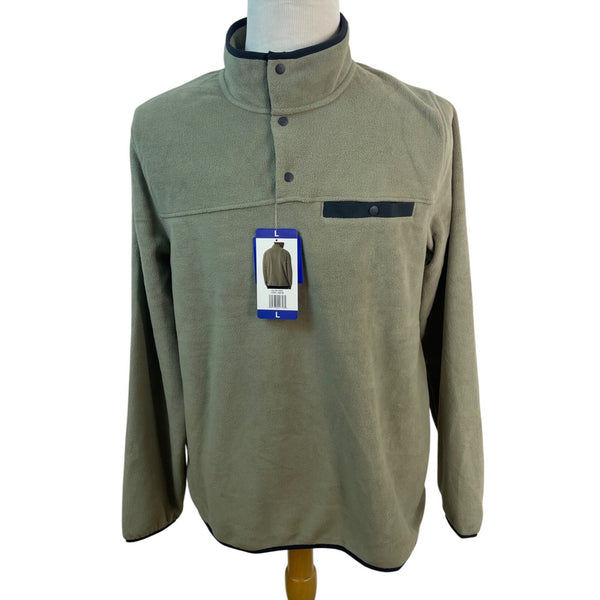 Men 32 Degrees Heat Olive Green Fleece Pullover Long Sleeve Size L - New
