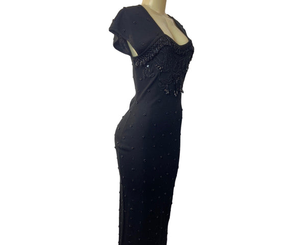 Carole Little Women's Black Shift Dress with Decorative Beads Sz S