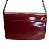 Anne Klein Red Patent Faux Leather Gold Lock Accent Chain Strap Shoulder Bag