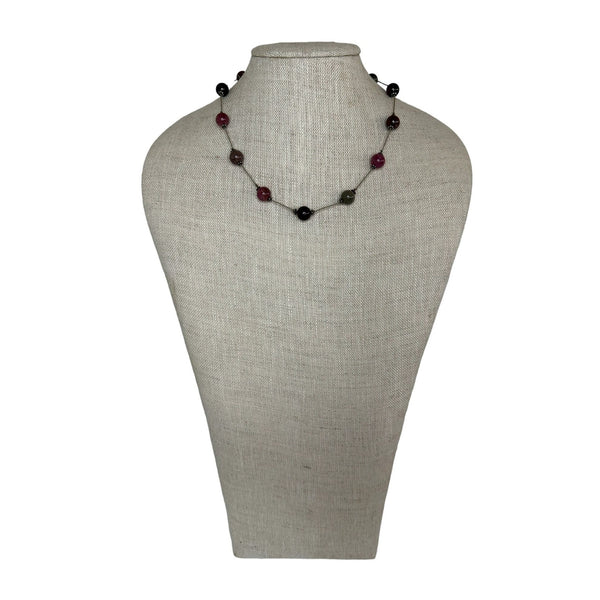 Vintage Silver Tone Necklace With Beads - 18in