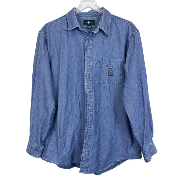 Hunt Club Mens Blue Cotton Button-Up Denim Long Sleeve Shirt X-Large